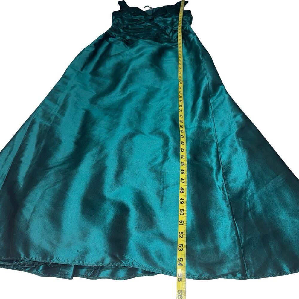 Teri Jon Rickie Freeman Women's MetallicEmerald 100% Silk Sleeveless Gown  Sz 14 - Picture 6 of 13